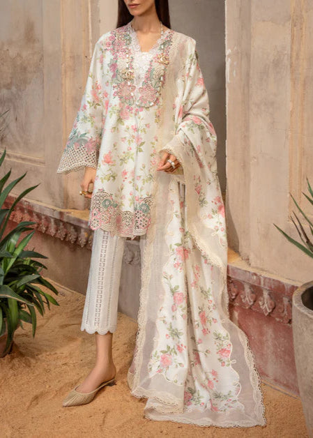 Grace S1044-Embroidered 3pc Lawn Dress with Digital Printed Chiffon Dupatta.