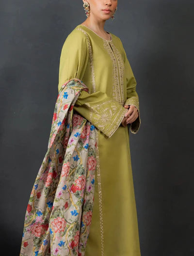 Grace Z31- Stitched Embroidered 3pc Marina Dress With Printed Shawl.