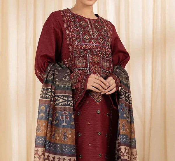 Grace S1046-Embroidered 3PC Lawn Dress with Printed Munar Dupatta.