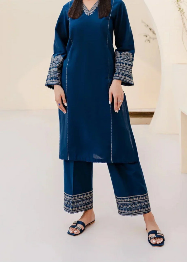 Grace Z-(W684) - Stitched Embroidered 2pc Marina dress