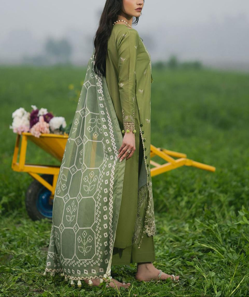 Grace S964-Embroidered 3PC Lawn Dress With Printed Munar Dupatta.