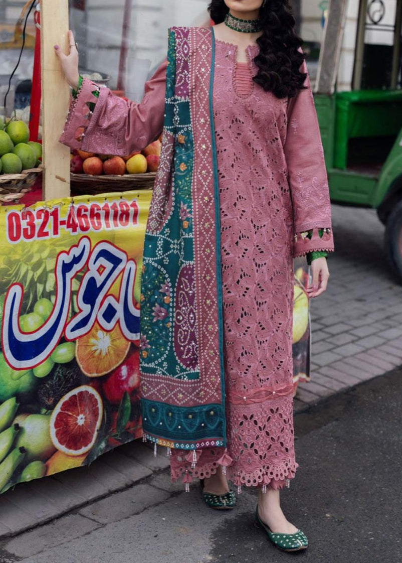 Grace S1029-Embroidered 3PC CHIKANKARI Lawn Dress With Printed Munar Dupatta.