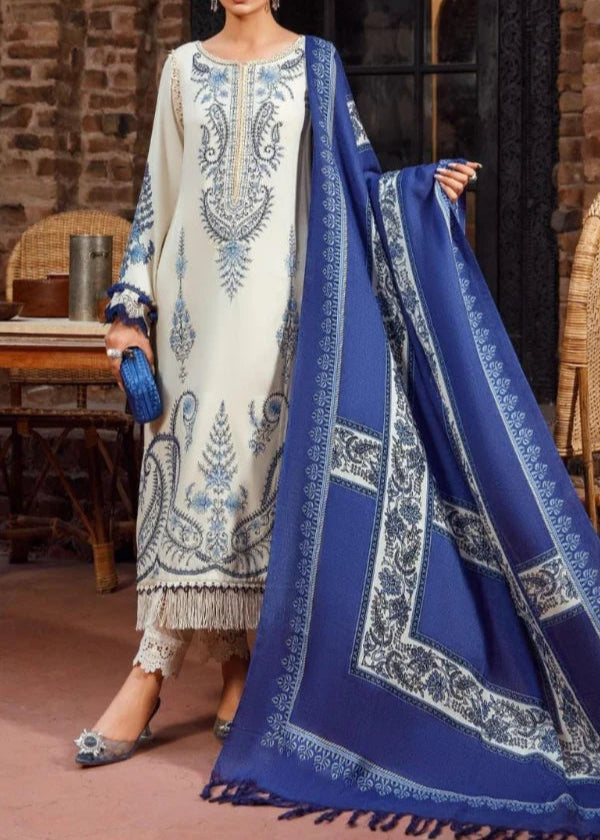 Grace W604-Embroidered 3pc khaddar Dress With Printed shawl.