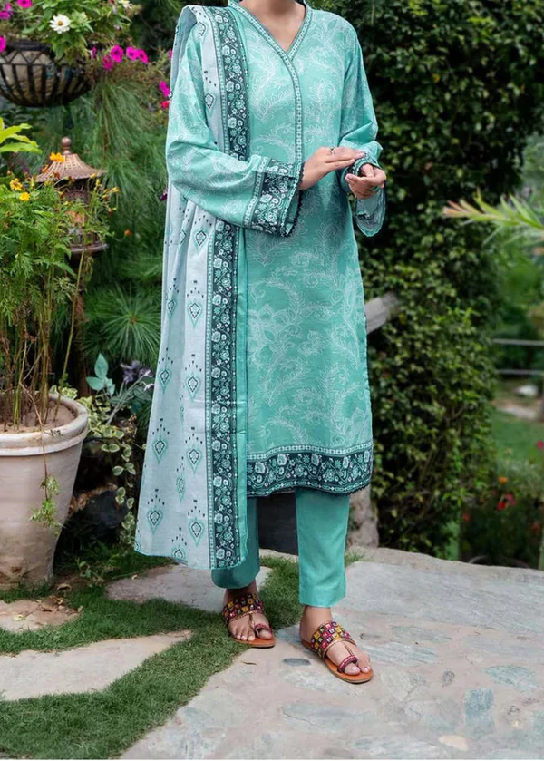 Grace Z-(W869) - Stitched Digital Printed 3pc Karandi Dress With Digital Printed Karandi Shawl.