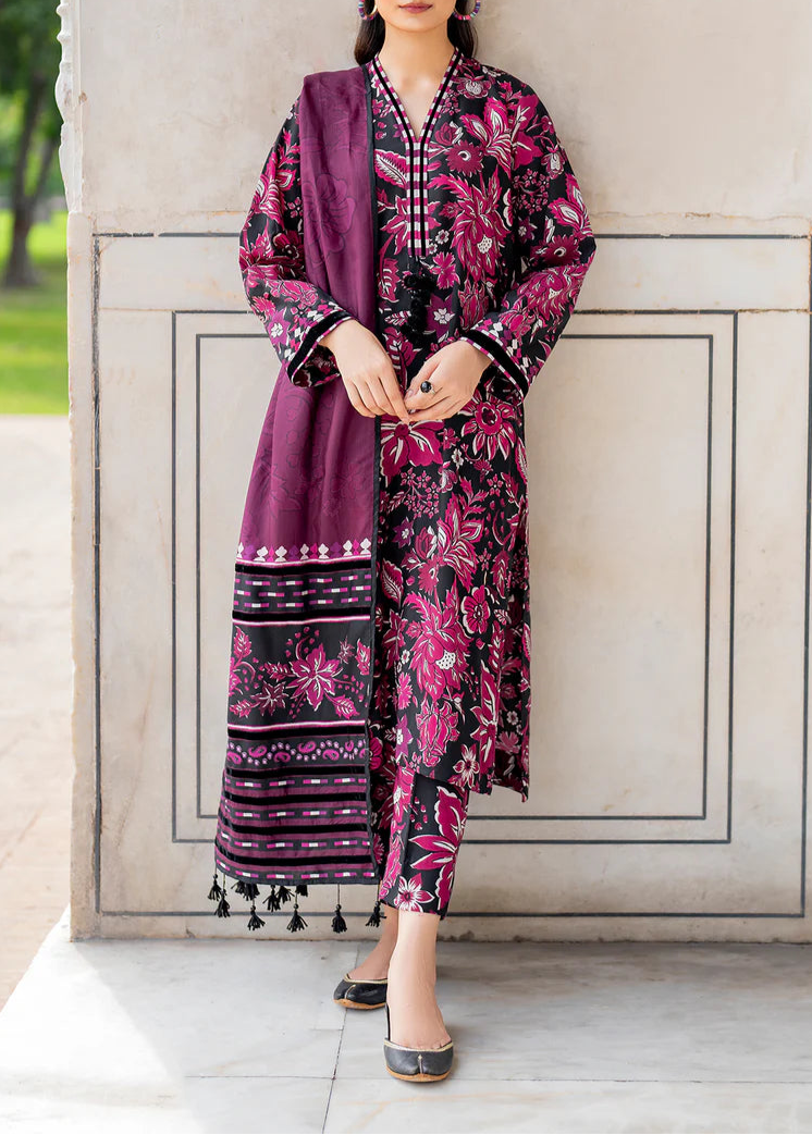 Grace W581-Printed 3pc karandi Dress With Printed karandi Shawl.