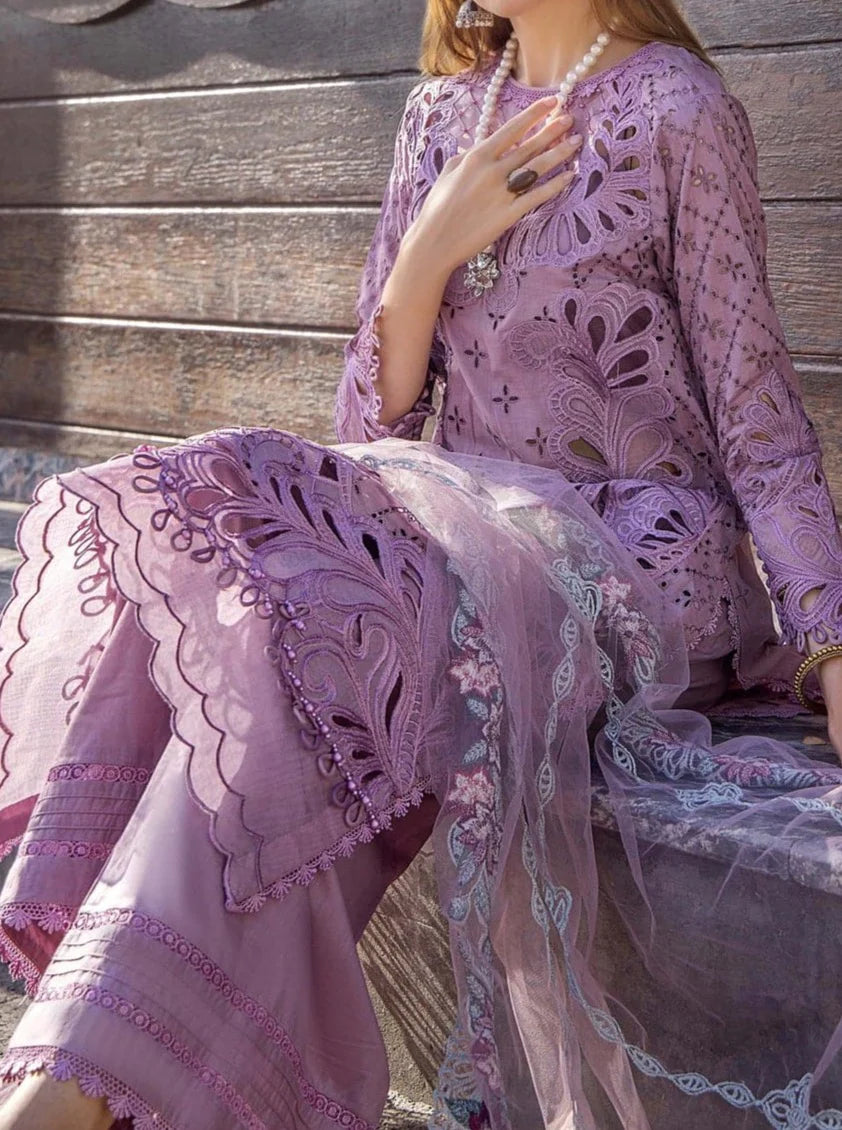 Grace S1045-Embroidered 3pc Chikankari Lawn Dress with Embroidered Khaadi Net Dupatta