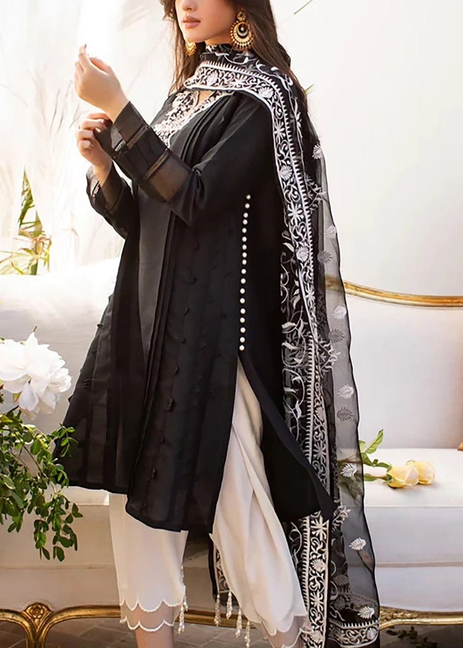 Grace W508-Embroidered 3pc marina dress with Embroidered Organza Dupatta.