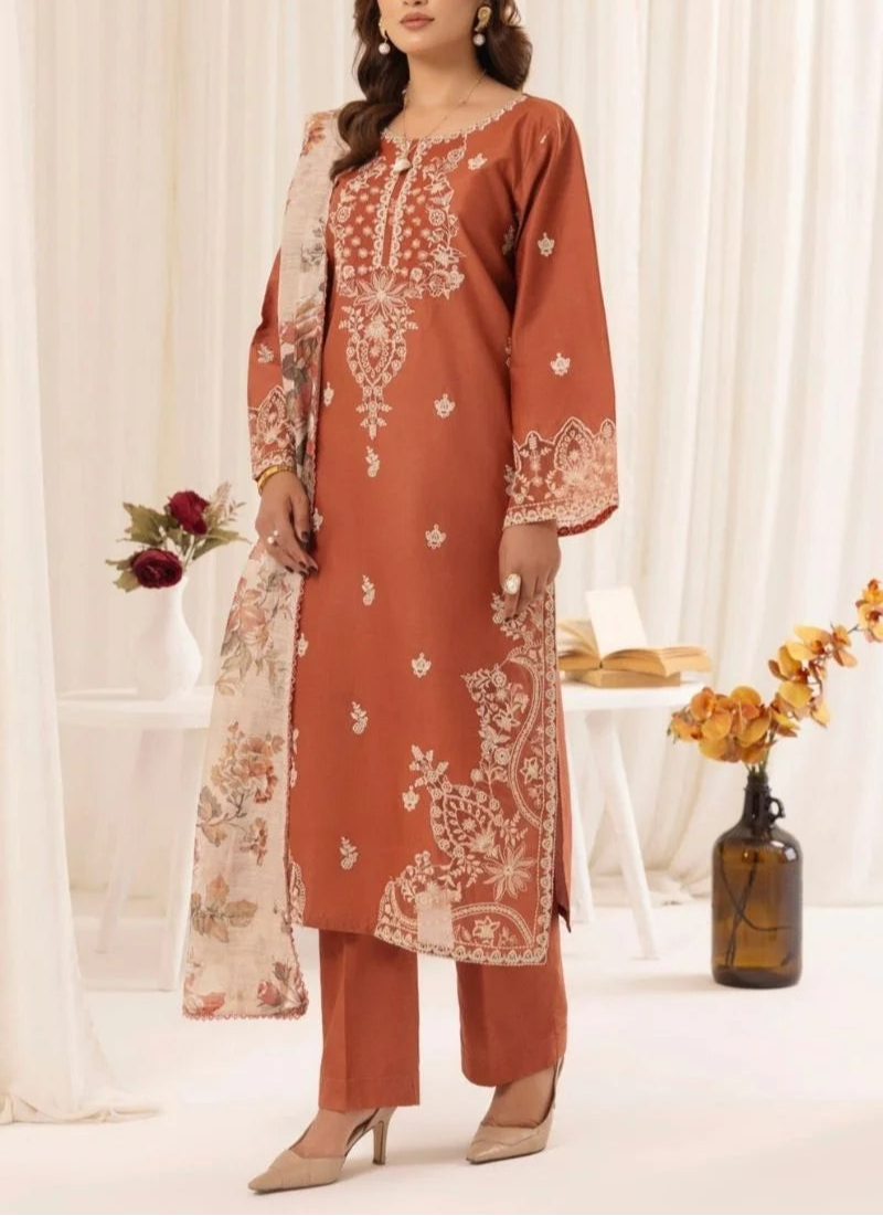 Grace S842-Embroidered 3PC Lawn Dress with Printed Munar Dupatta.