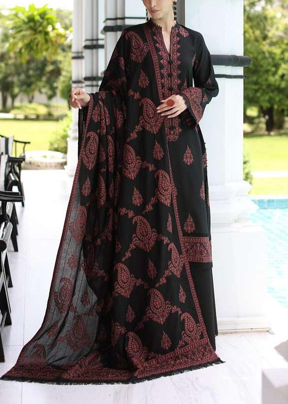 Grace W504-Embroidered 3pc marina dress with Embroidered marina shawl.