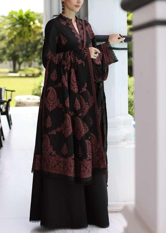 Grace W504-Embroidered 3pc marina dress with Embroidered marina shawl.