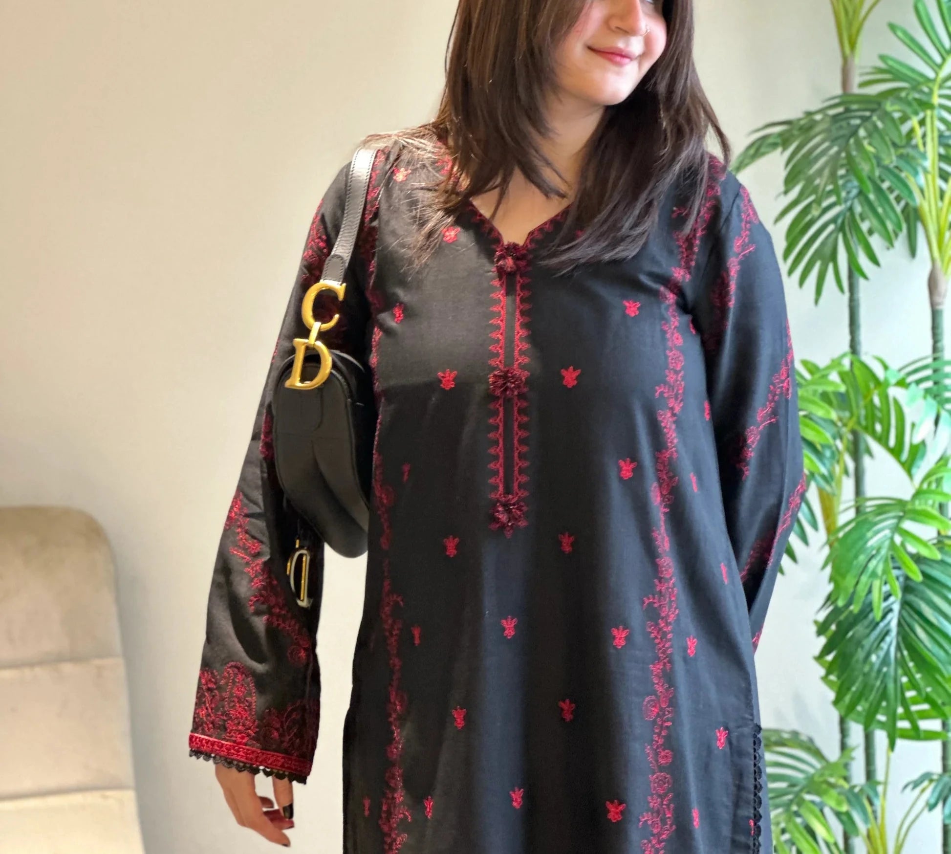 Grace W634-Embroidered 2Pc Linen Dress.