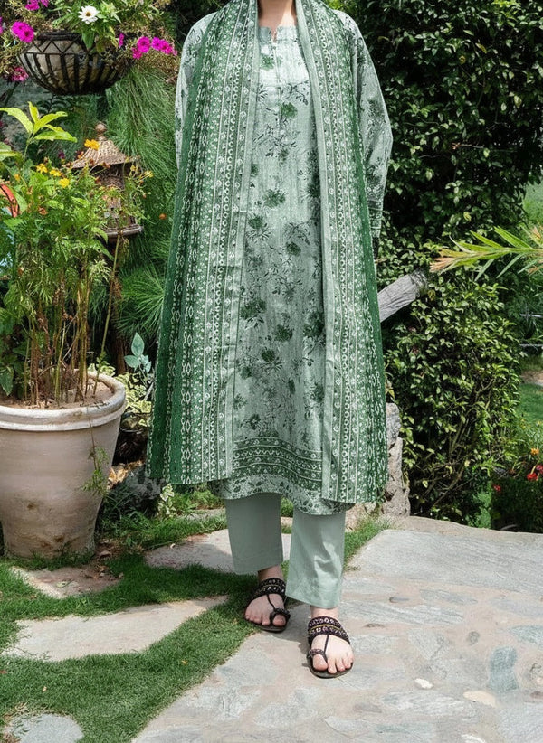 Grace Z-(W875 ) - Stitched Digital Printed 3pc Karandi Dress With Digital Printed Karandi Shawl.