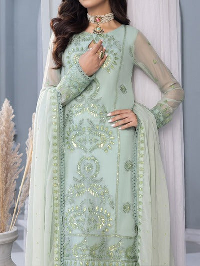 Oceania-Embroidered Chiffon Unstitched 3Pc Suit.