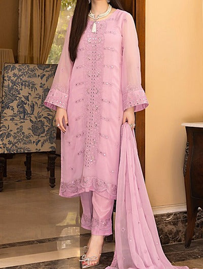 Purple Pale – Embroidered Chiffon Unstitched 3Pc Suit