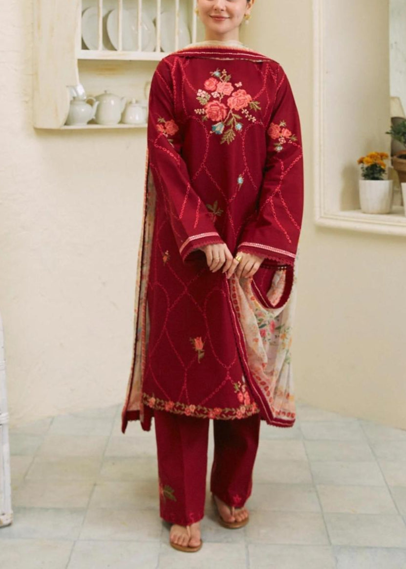 Grace S878-Embroidered 3pc Lawn Dress with Printed Munar Dupatta.