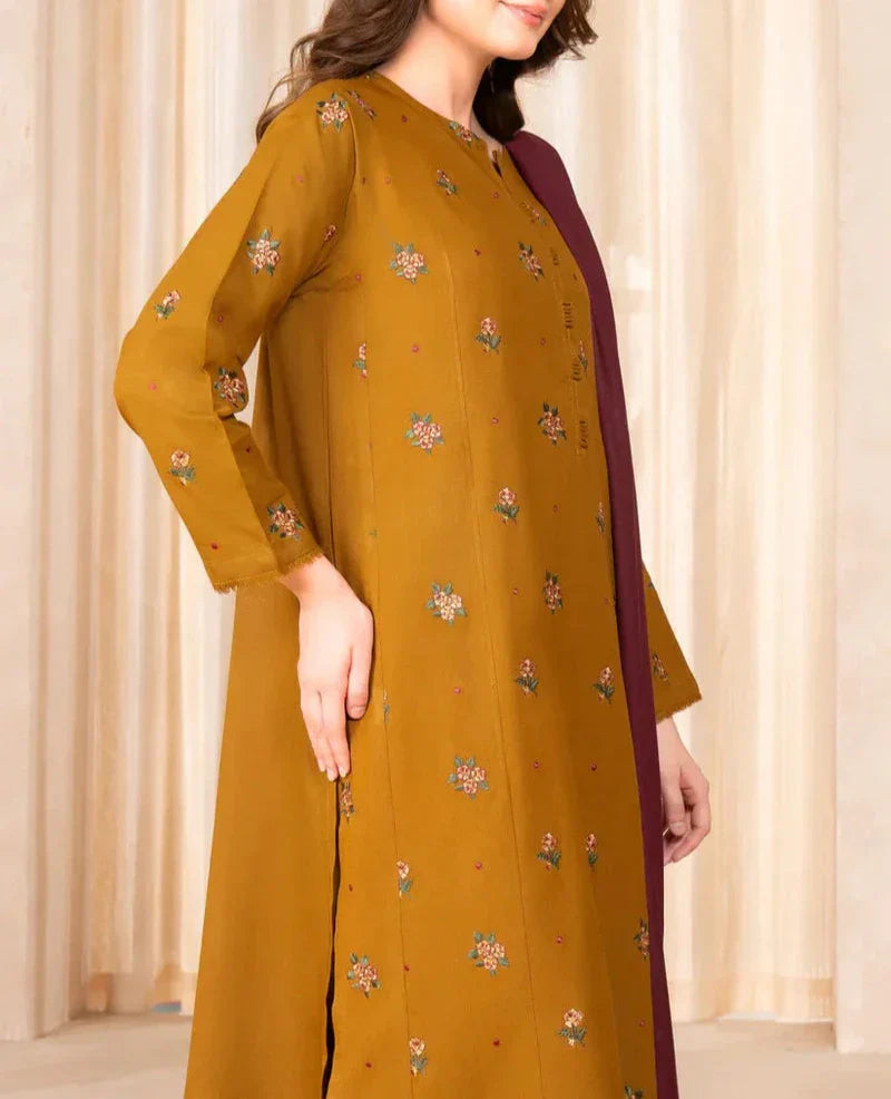 Grace Z15- Stitched Embroidered 3PC Marina Dress With Embroidered Marina Shawl.