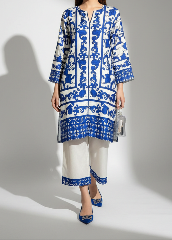 Grace Z-(W698) - Stitched Digital Printed 3pc Silk dress With Digital Printed Silk dupatta.