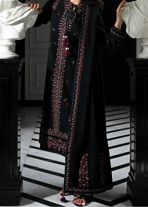 Grace Z-(W895) - Stitched Embroidered 3pc Marina Dress With Embroidered Marina Shawl.