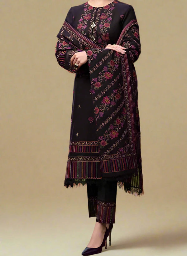 Sarinnah Premium D64-Luxury Formal Heavy Embroidered Karandi Shawl.