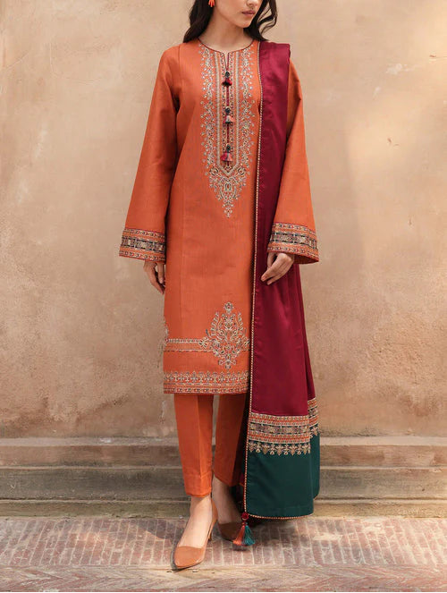 Grace S1001-Embroidered 3pc Lawn dress with Printed Munar Dupatta.