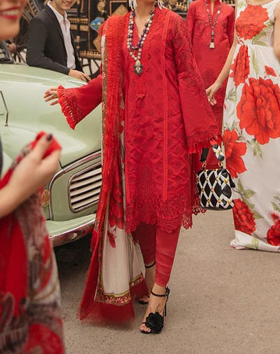 Grace S645- Heavy Shifli Embroidered 3pc lawn dress with Digital printed Silk Dupatta.