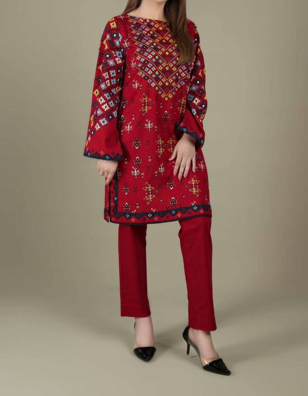 Grace W429-Embroidered 2pc khaddar dress