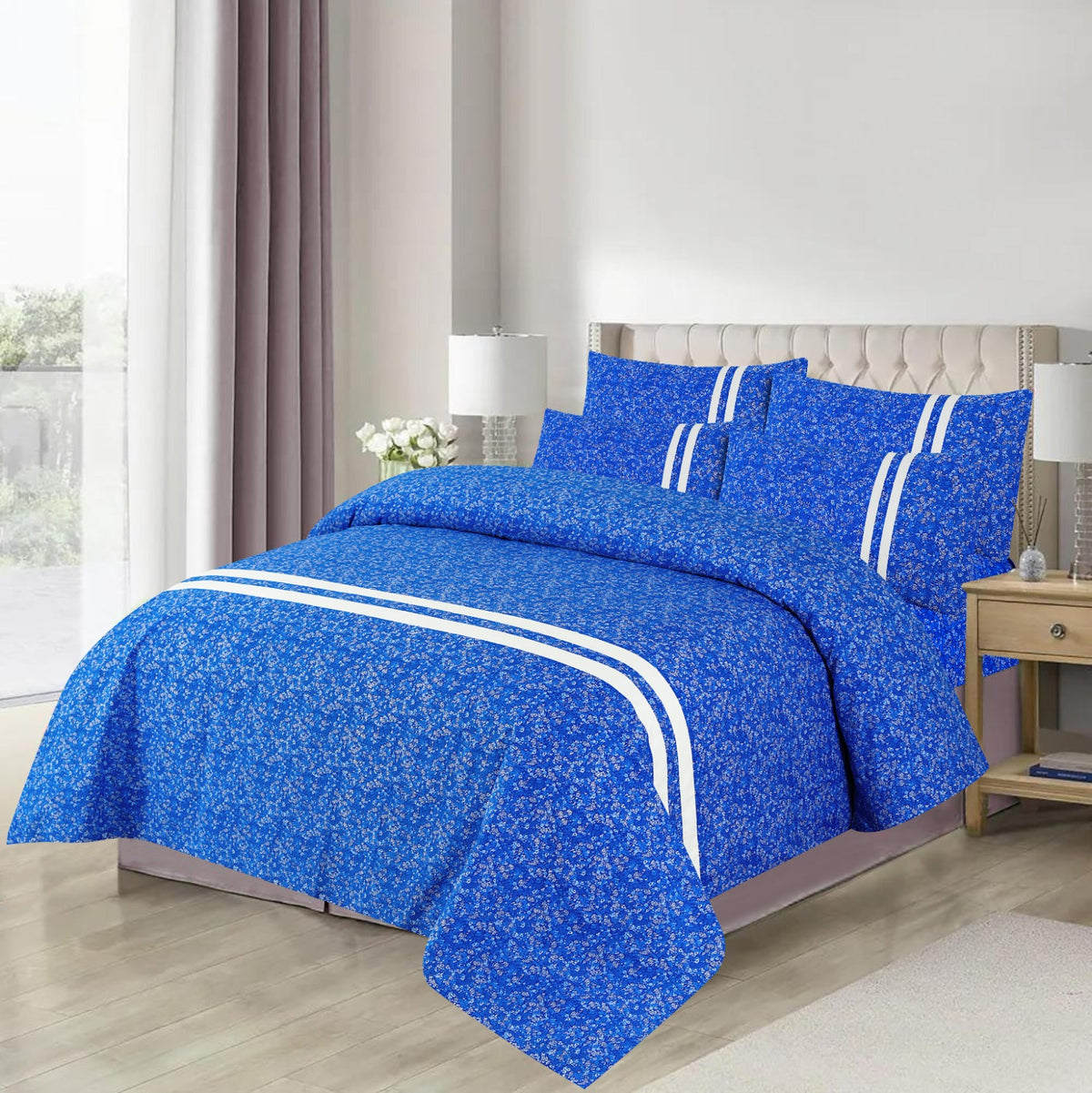 Grace D974-Cotton PC King Size Bedsheet with 2 Pillow Covers.