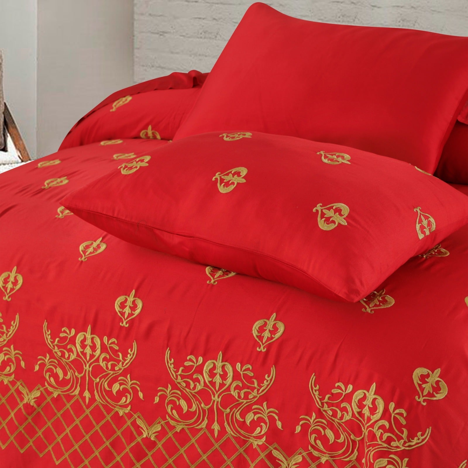 k001-Embroidered Duvet Cover Set (Luxury Sateen).