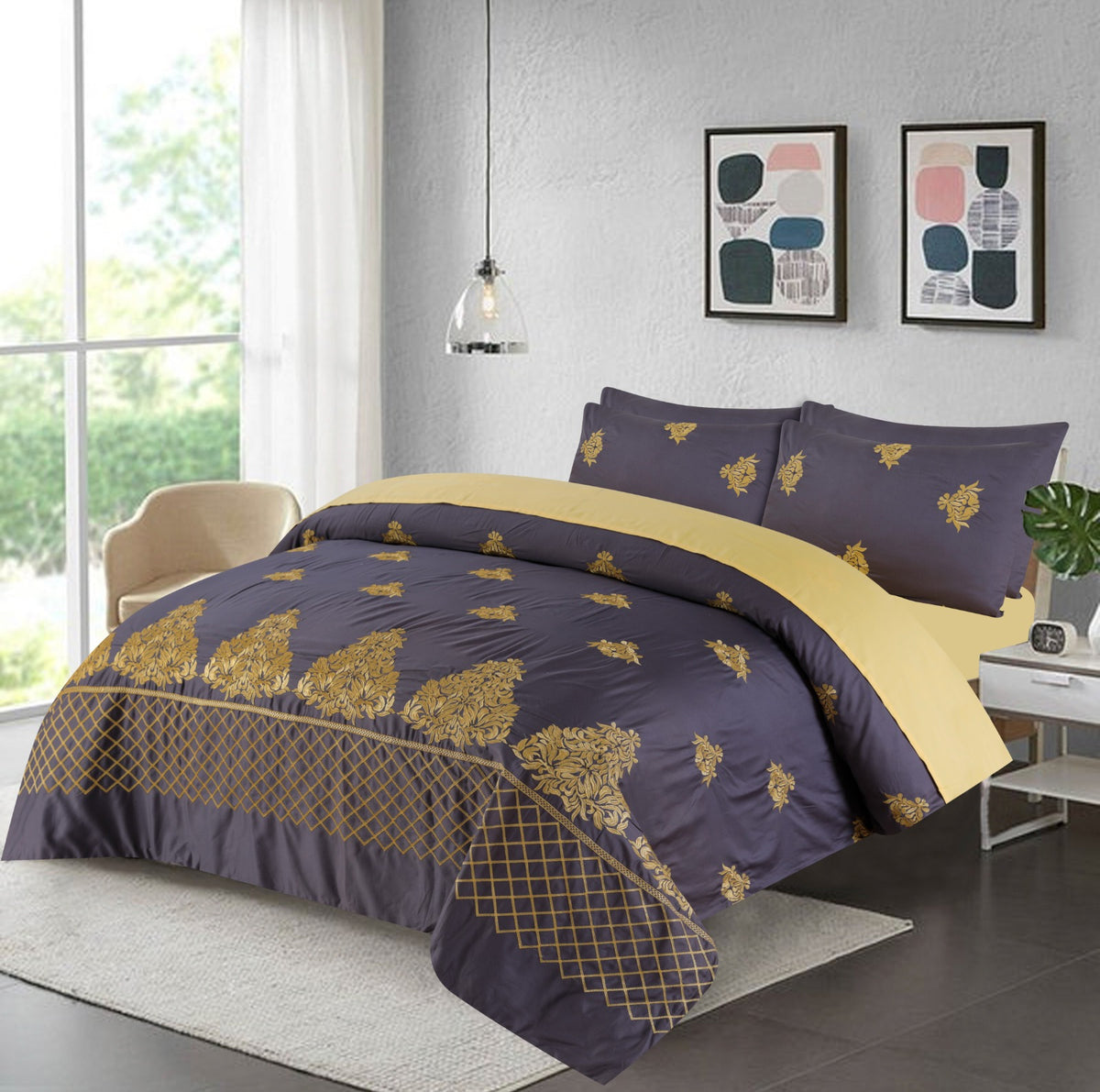 k002-Embroidered Duvet Cover Set (Luxury Sateen).