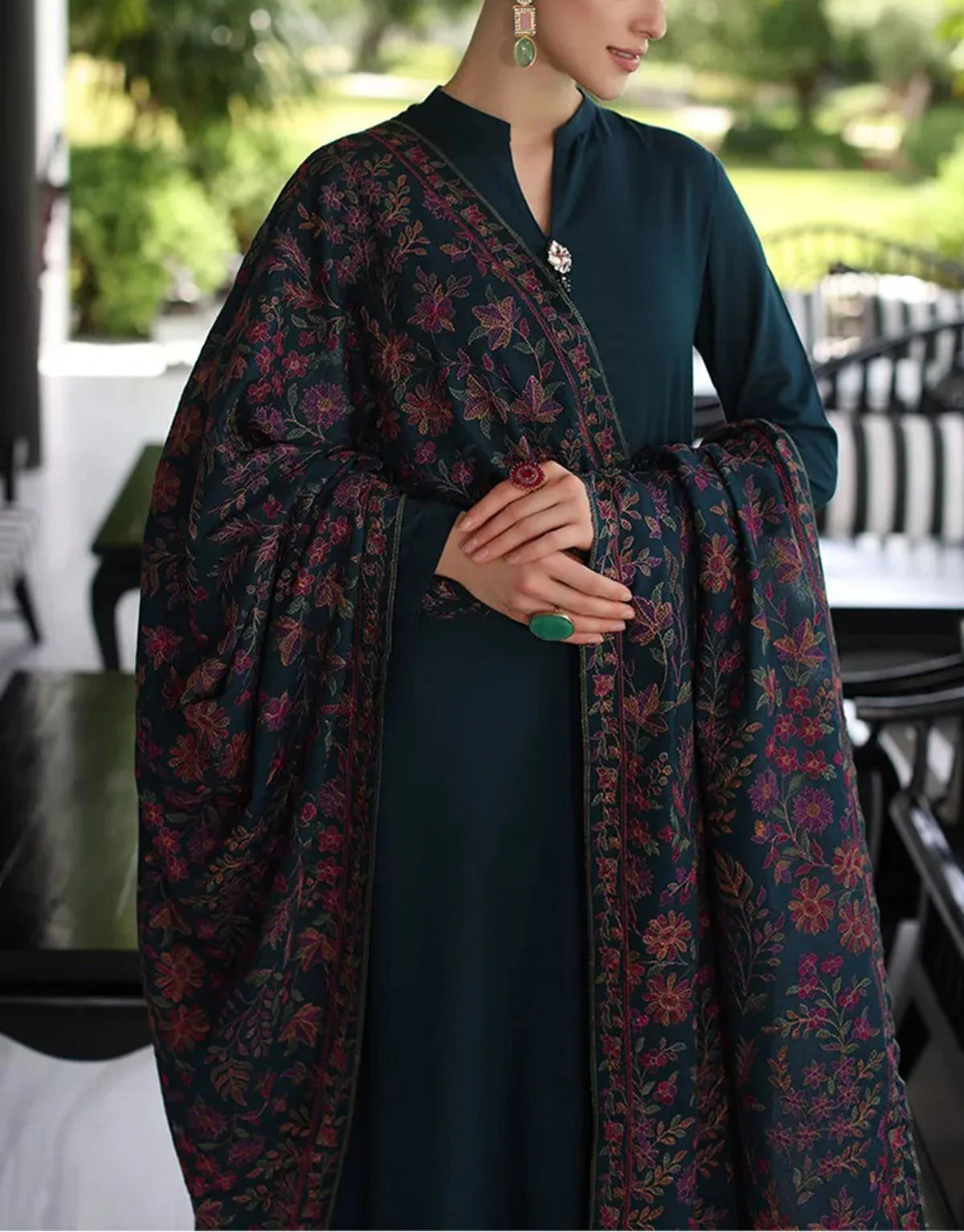 Grace W600- Embroidered 3pc Marina Dress With Embroidered Marina Shawl.