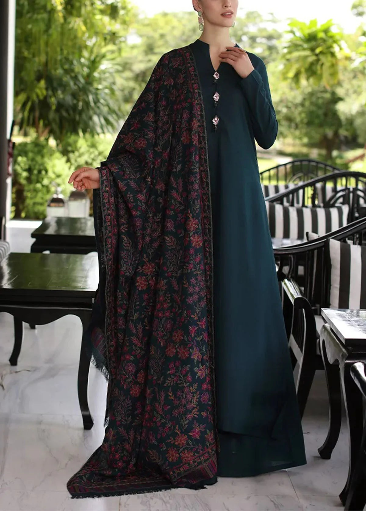 Grace W600- Embroidered 3pc Marina Dress With Embroidered Marina Shawl.