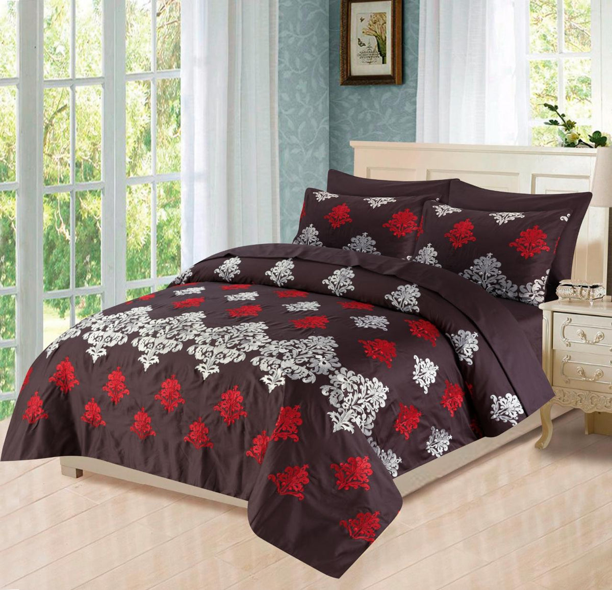 k007-Embroidered Duvet Cover Set (Luxury Sateen).