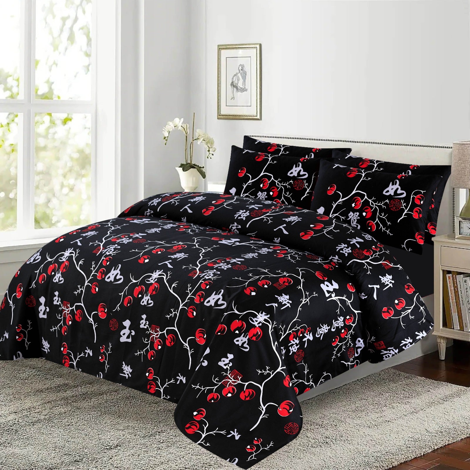 Grace D984-Reactive cotton Satin Quality king size Bedsheet with 2 pillow covers.