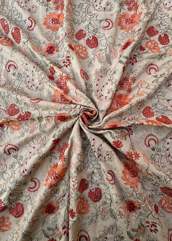 Sarinnah D77-Embroidered Karandi Beige Shawl