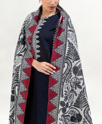 Grace W607-Embroidered 3pc Marina Dress With Printed Shawl.