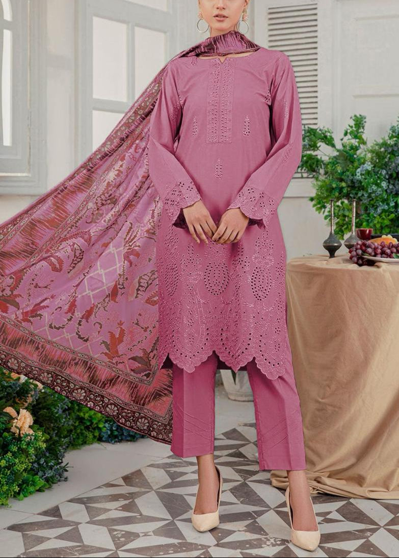 Grace S961-Embroidered 3PC CHIKANKARI Lawn Dress With Printed Munar Dupatta.