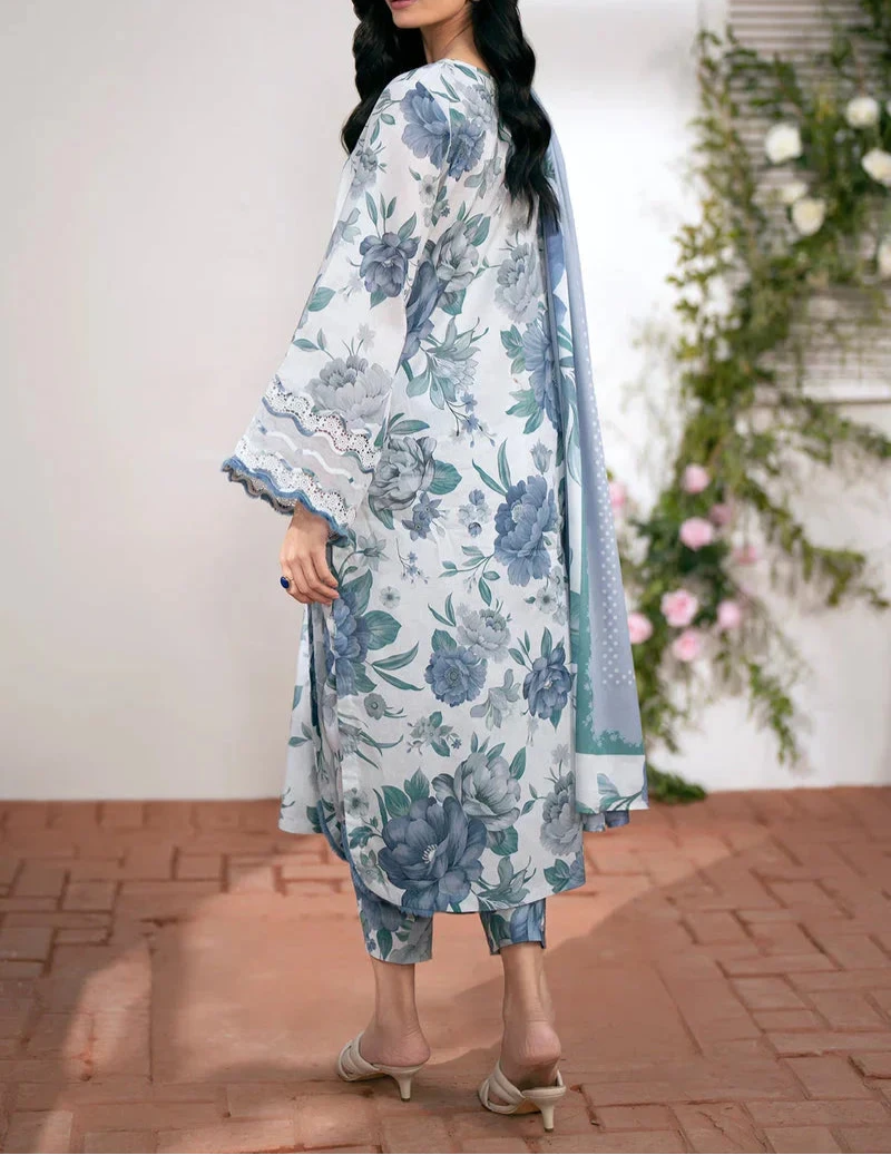 Grace W563-Printed 3pc karandi Dress With Printed karandi Shawl.