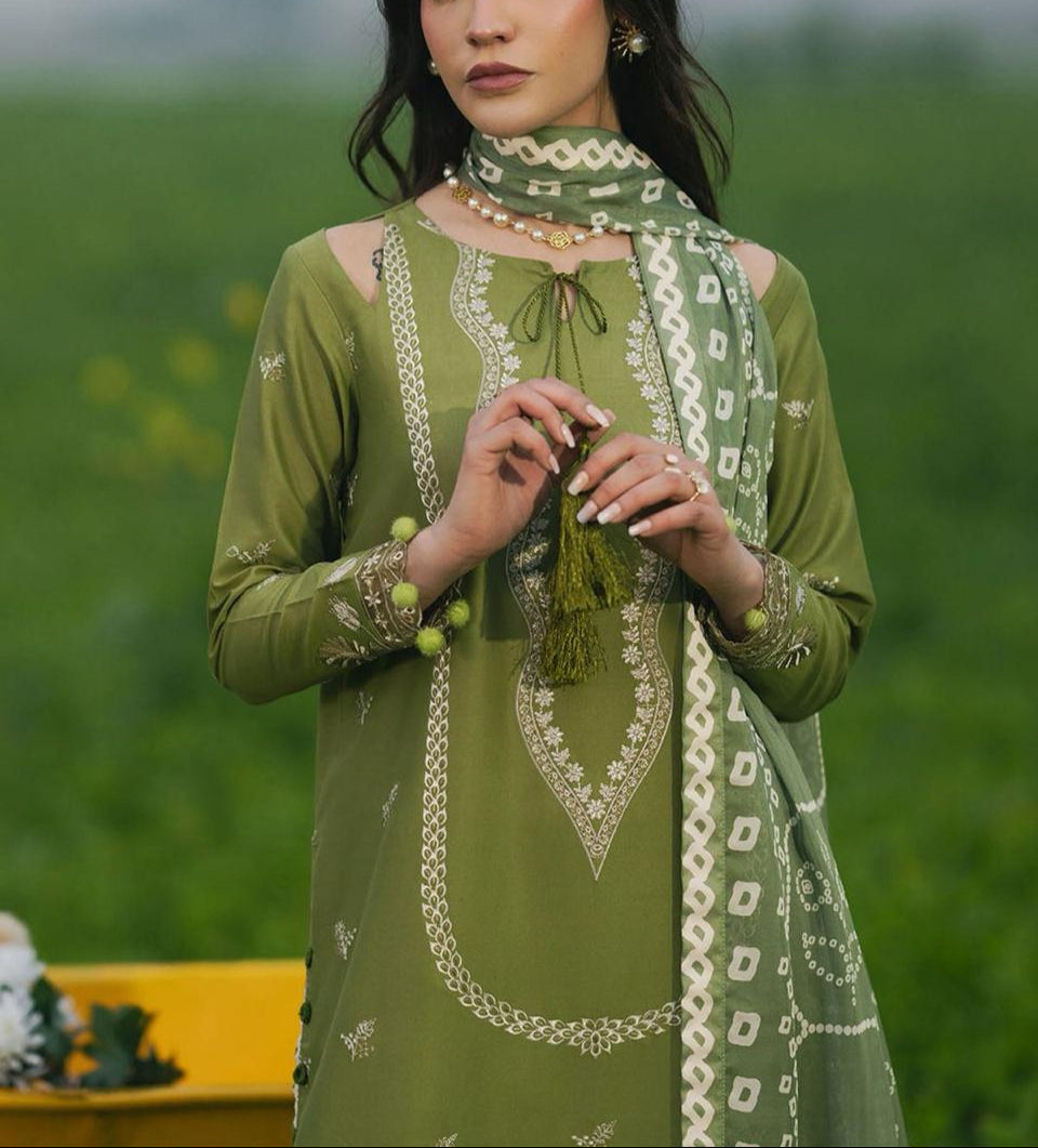 Grace S964-Embroidered 3PC Lawn Dress With Printed Munar Dupatta.