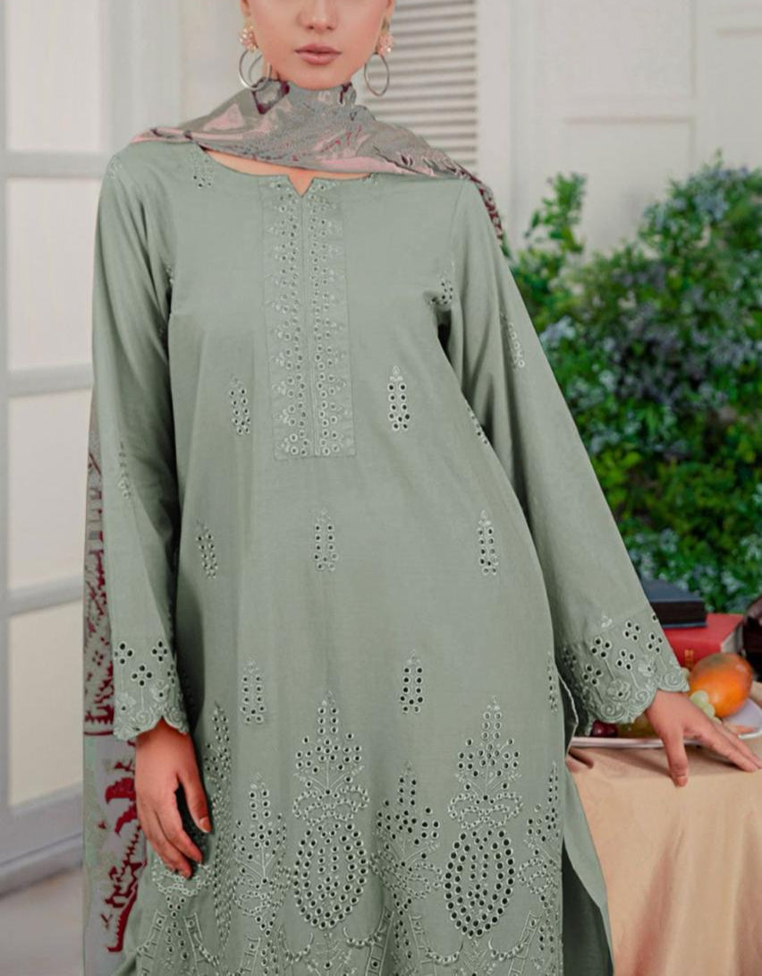 Grace S960-Embroidered 3PC CHIKANKARI Lawn Dress With Printed Munar Dupatta.