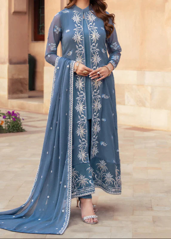 Grace Z - (LINA) - Stitched Embroidered Chiffon 3PC Suit.