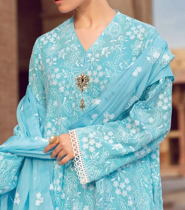 Grace S674-Embroidered 3pc lawn dress with Embroidered chiffon dupatta.