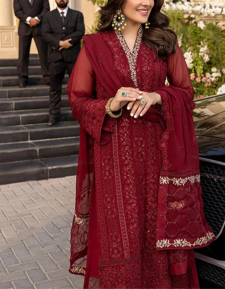 Grace S813-Embroidered 3PC Lawn with Embroidered Chiffon Dupatta.