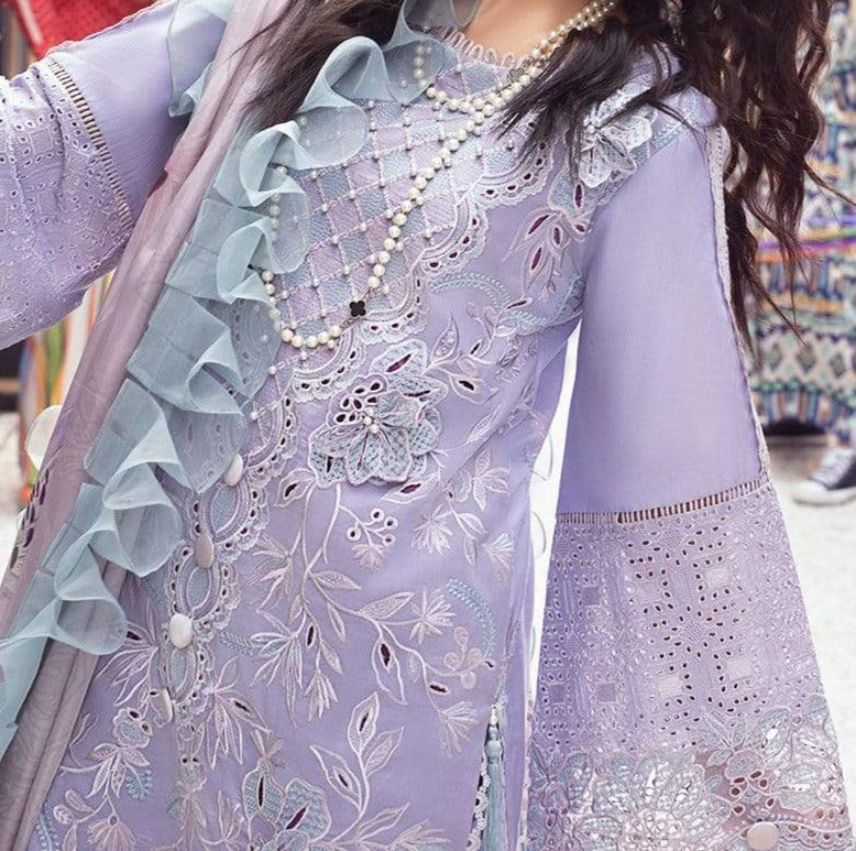 Grace S373-Shifli Heavy Embroidered in Laser cutwork & 3D flowers 3pc lawn dress with Silk dupatta.