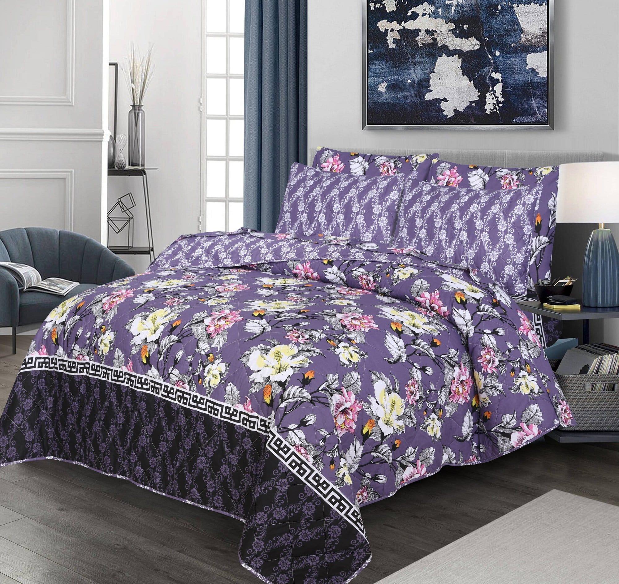 Grace D323 - 6 pc Comforter Set with 4 pillow covers