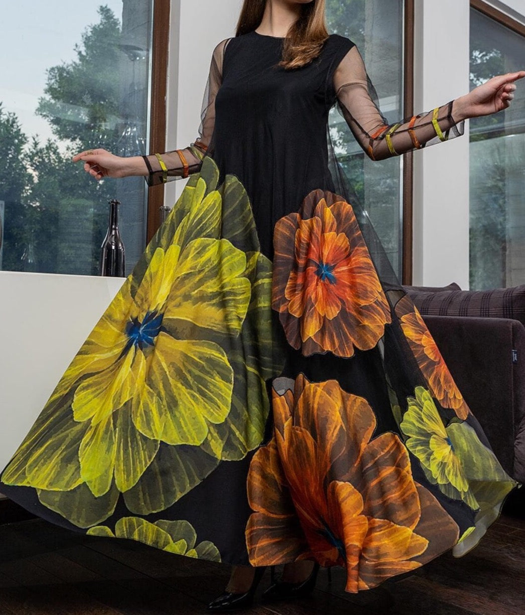 Grace S42 - Digital Printed 2pc Organza  dress.