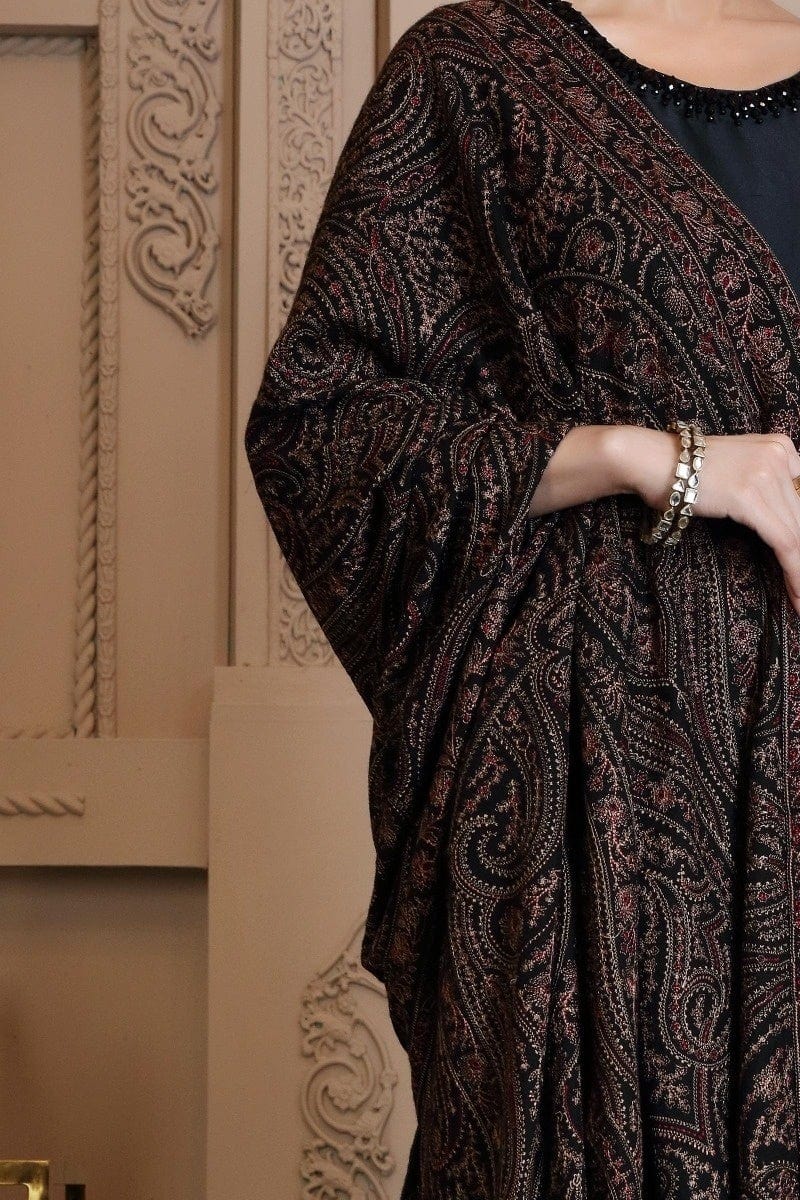 Sarinnah Premium D54-Luxury Formal Heavy Embroidered Karandi Shawl.