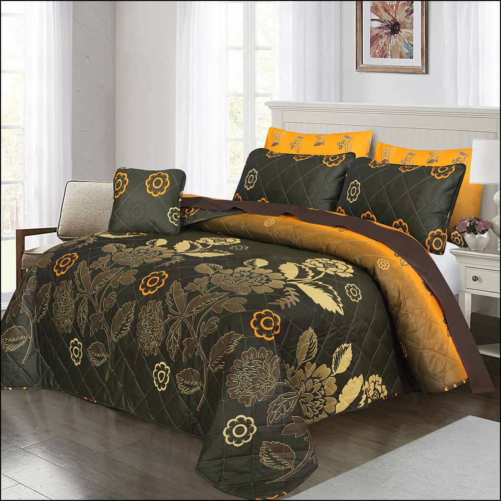 Grace D786- 7 pc summer Comforter Set with 4 pillow covers