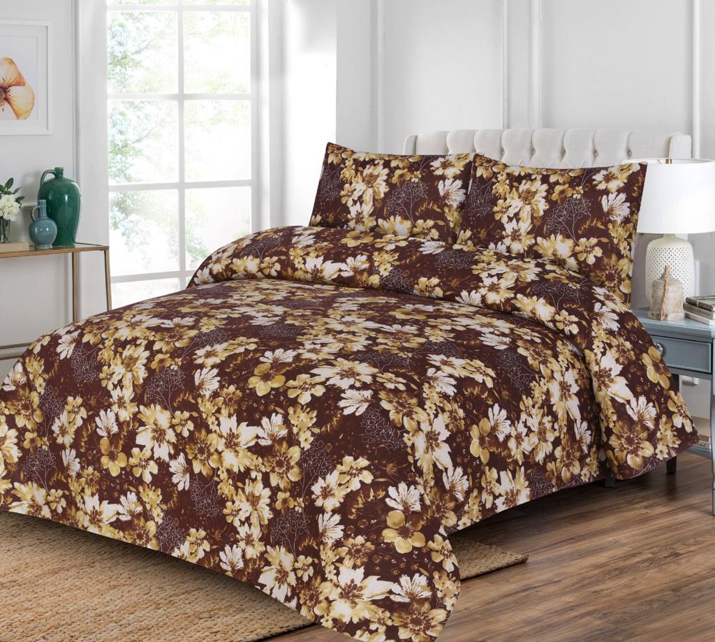 Grace D444-Cotton PC King Size Bedsheet with 2 Pillow Covers.