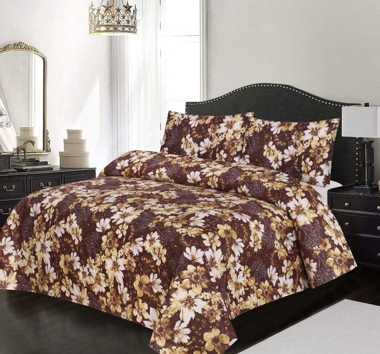 Grace D444-Cotton PC King Size Bedsheet with 2 Pillow Covers.